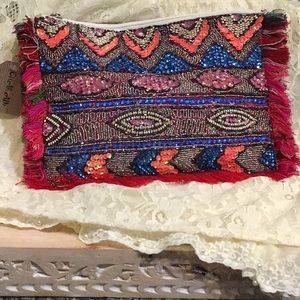La Chic Charade Multi Cultural Large Beaded Clutch Beautiful Lots of space NWT